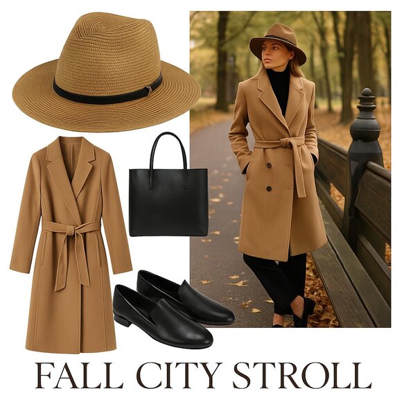 Camel Fedora with Black Band & Gold Buckle